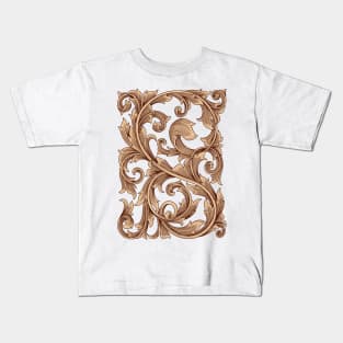 Vintage gold baroque frame leaf scroll floral ornament engraving drawing style . Antique design vector illustration Kids T-Shirt